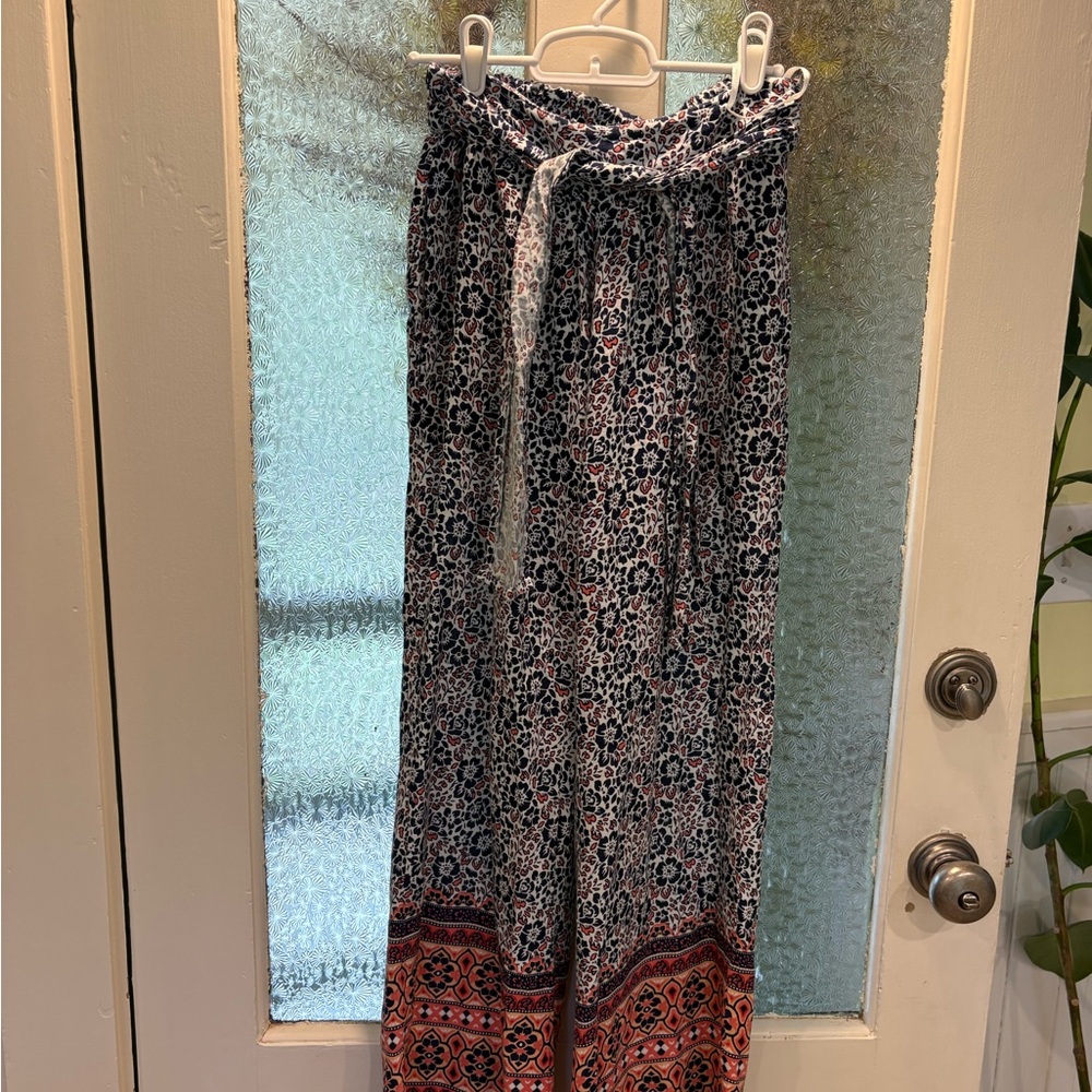 Floral Patterned Wide-Leg Jersey Pants Made in India